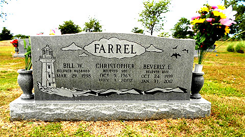 Final (Death) Date on Large Upright Headstone Death Date on Lighthouse Headstone
