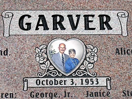 Color portrait embedded into stone Polished color portait centered in stone