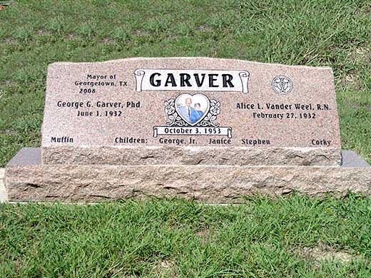 Red granite double stone with portrait